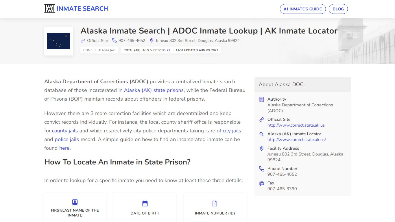Alaska Inmate Search | ADOC Inmate Lookup | AK Inmate Locator